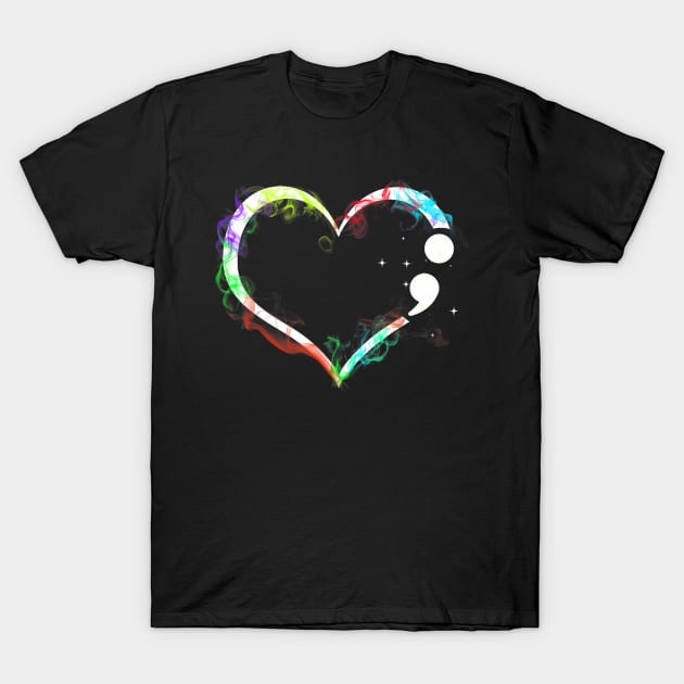 Heart Semicolon - Mental Health T-Shirt by Wolfek246